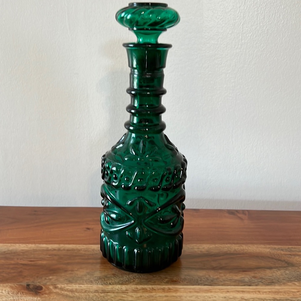 Emerald Green Glass Decanter
